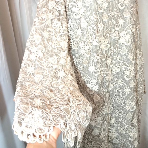 Polo Ralph Lauren Lace Long Sleeve Wedding Dress, Gray,Bell Sleeve,Knee Lngth,16 - Picture 11 of 16